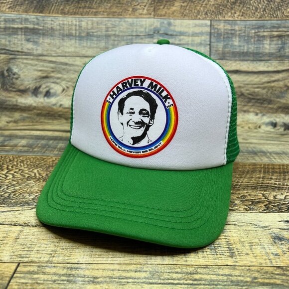 Harvey Milk Unisex Trucker Hat Green Snapback LGBTQ Equality Baseball Cap - Picture 2 of 6